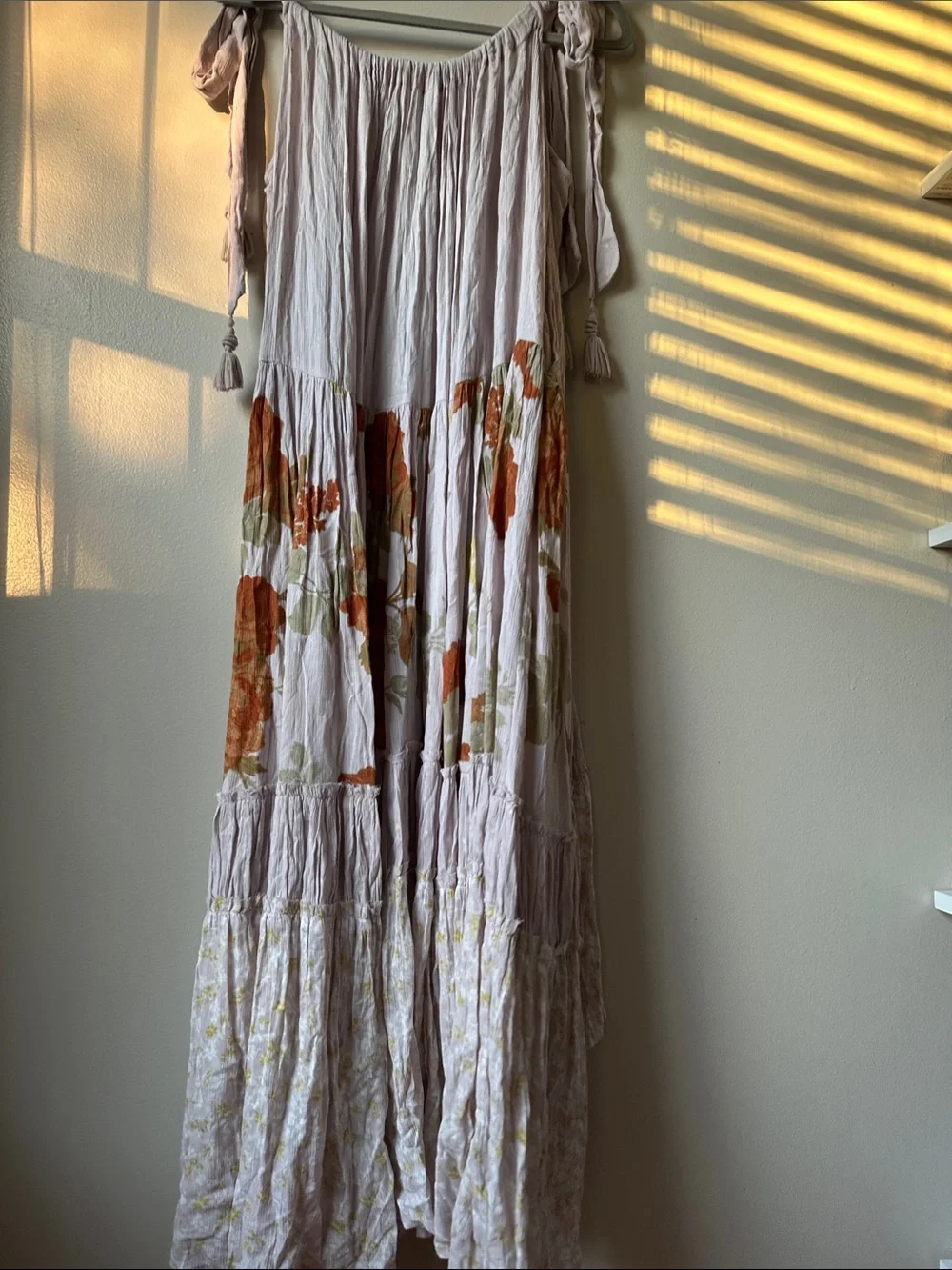 Free People Bluebell Floral Maxi Dress | Boho Tie Shoulder - Sz SM